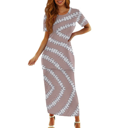 Samoa Tapa Puletasi PTaha Puletaha Samoan Dress & Maxi Skirt Set for Women Sweet Style 2Pcs Tops