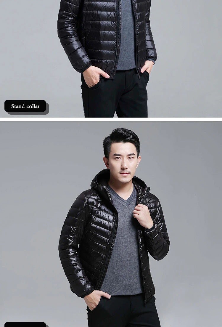 Plus Size Men Puffer Jacket Spring Winter Ultra Lightweight Packable Down Jacket Water Wind-Resistant Breathable Coat