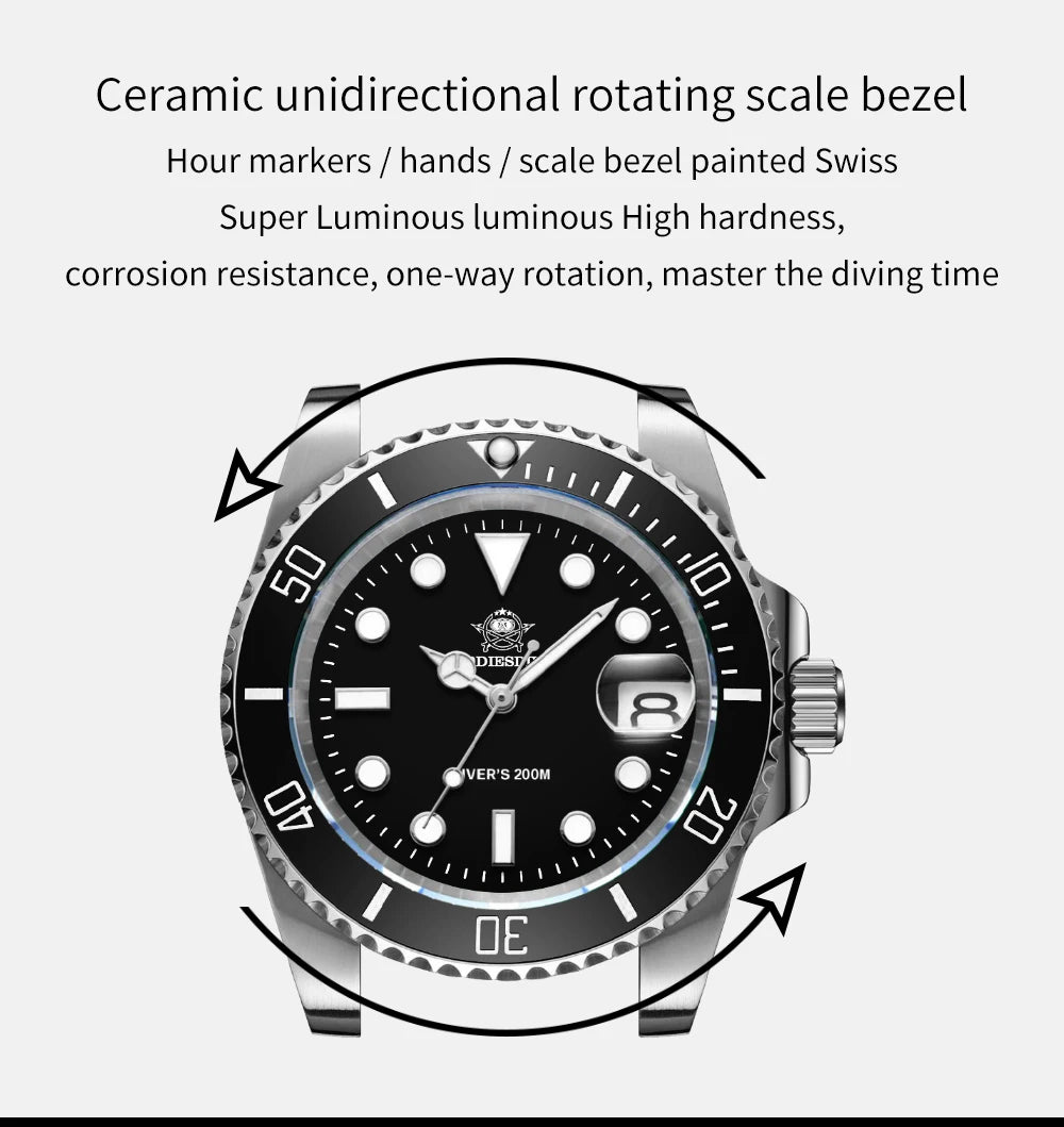 ADDIESDIVE 41mm Watch For Men 20Bar C3 Super Luminous reloj hombre Quartz watch relogio masculino Men Steel Waterproof Watches