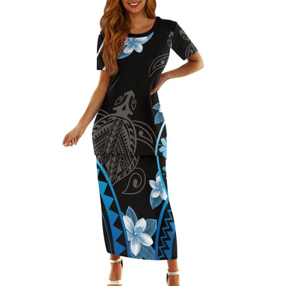 Samoa Tapa Puletasi PTaha Puletaha Samoan Dress & Maxi Skirt Set for Women Sweet Style 2Pcs Tops