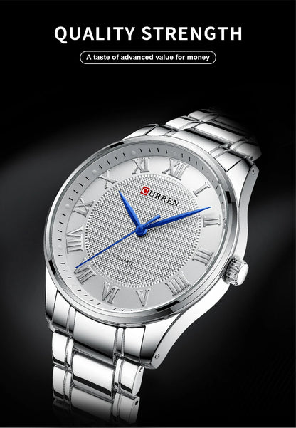 CURREN Classic Casual Watch for Men with Stainless Steel Band Simple Quartz Wristwatches for Business Man with box