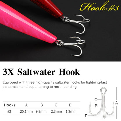 Floating Minnow Fishing Lure STINGER 163mm 31g Long Casting Artificial Seabass Saltwater Large Hard Baits