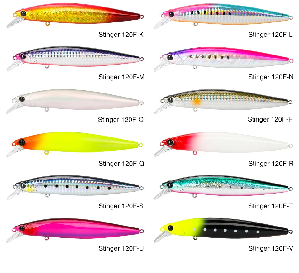 Floating Minnow 120mm 19g Long Casting Sea Fishing Lure STINGER  Center Of Gravity Hard Baits
