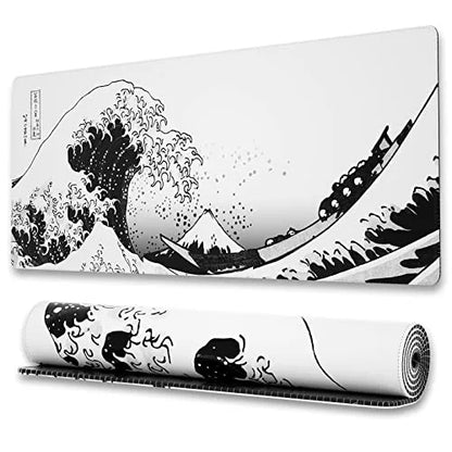 Large Gaming Mouse Pad With Stitched Edges Japanese Great Wave Anime Desk Mat  for Keyboard and Mouse Waterproof Customization