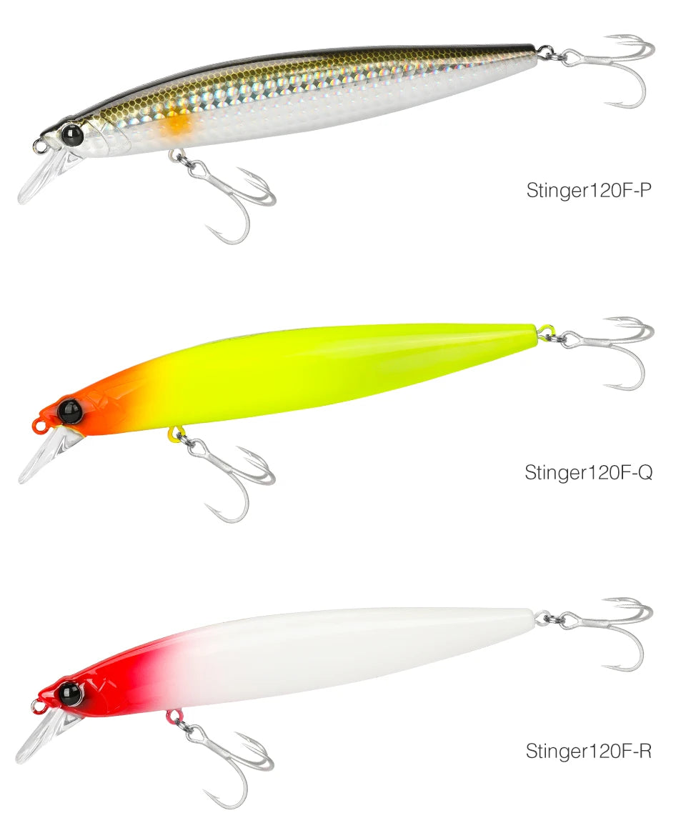 Floating Minnow 120mm 19g Long Casting Sea Fishing Lure STINGER  Center Of Gravity Hard Baits