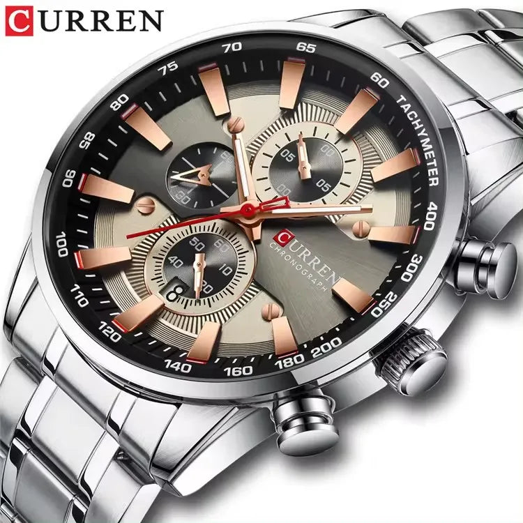 Curren 8351 Man Watches Quartz Stainless Steel Band Clock Luminous Hands Luxury Business Sporty Chronograph Wristwatches For Men