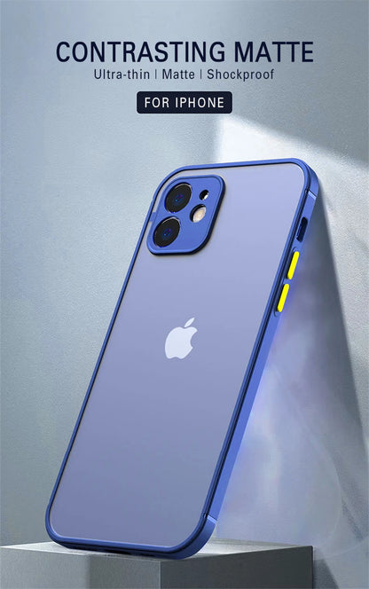 Luxury Matte Transparent Phone Case For iPhone 17 Air 16 E 15 14 13 12 11 Pro Max Plus Mini Silicone Clear Hard PC Back Cover