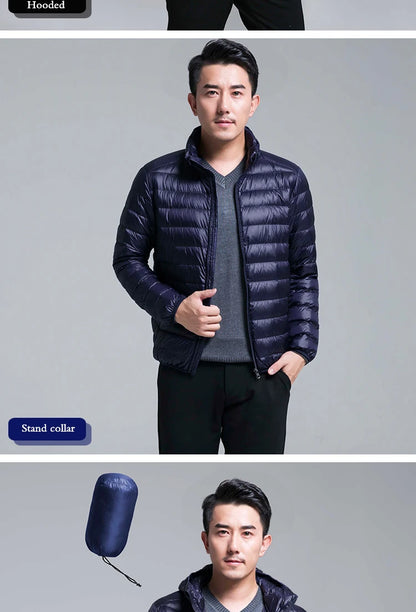 Plus Size Men Puffer Jacket Spring Winter Ultra Lightweight Packable Down Jacket Water Wind-Resistant Breathable Coat