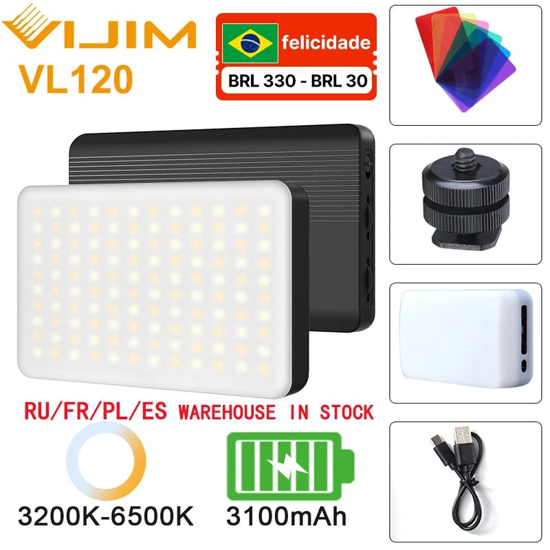 Led Video Light 3200-6500K With Diffuser RGB Effect Camera Light Vlog Fill Light Photography Lighting Studio Lamp