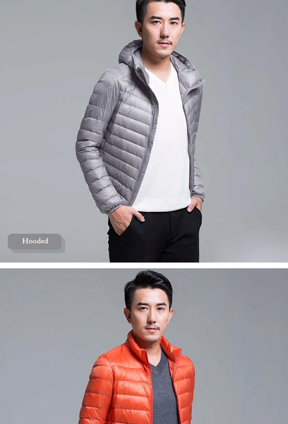 Plus Size Men Puffer Jacket Spring Winter Ultra Lightweight Packable Down Jacket Water Wind-Resistant Breathable Coat