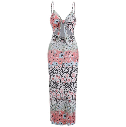 Night dresses for woman sexy tight knit bow sleeveless halter dress backless halter  floor length  long gowns for women elegant