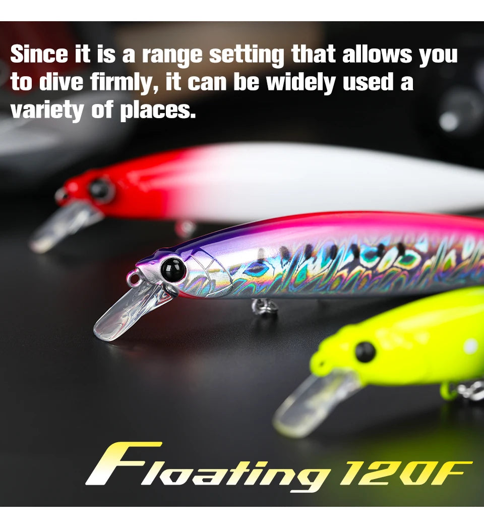 Floating Minnow 120mm 19g Long Casting Sea Fishing Lure STINGER  Center Of Gravity Hard Baits