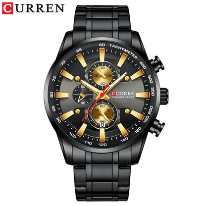 Curren 8351 Man Watches Quartz Stainless Steel Band Clock Luminous Hands Luxury Business Sporty Chronograph Wristwatches For Men