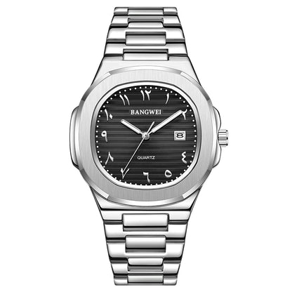 LIGE BW8821 Wholesale Black Arabic Dial Waterproof Men Wristwatch Stainless Steel Calendar Quartz Luminous Watch for Man Relojes