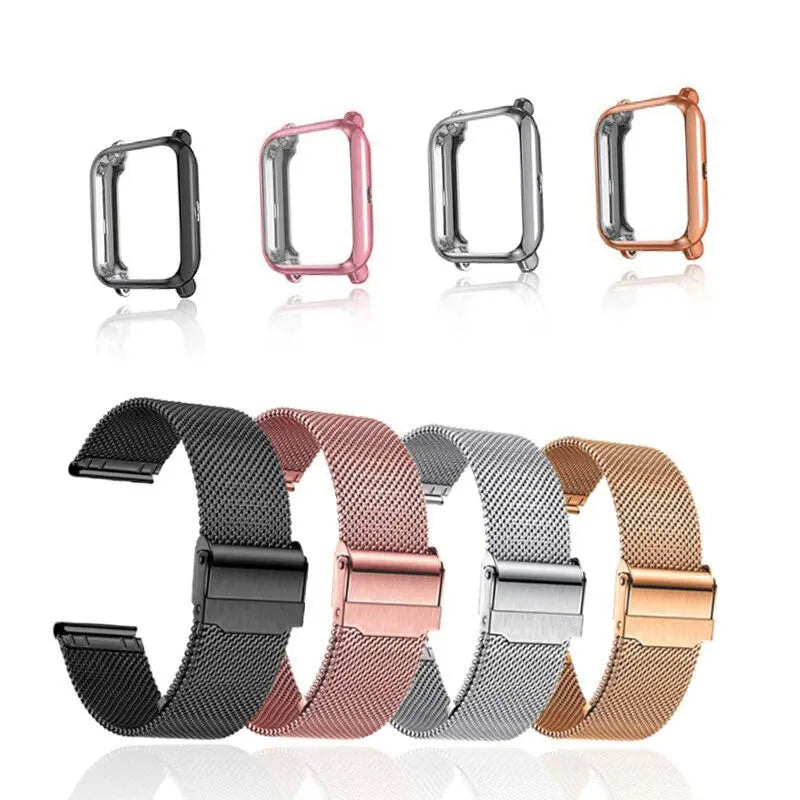 Strap For Amazfit Bip 3 5 S U Lite GTS 2 3 4 Mini Band With Protector Case Metal Bracelet Screen For Watchband Accessories