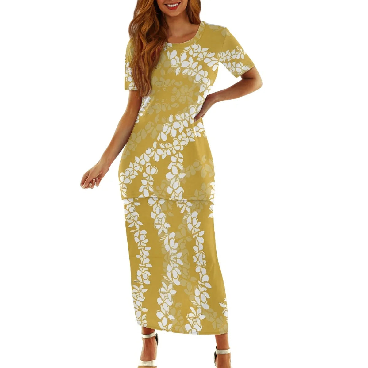Samoa Tapa Puletasi PTaha Puletaha Samoan Dress & Maxi Skirt Set for Women Sweet Style 2Pcs Tops
