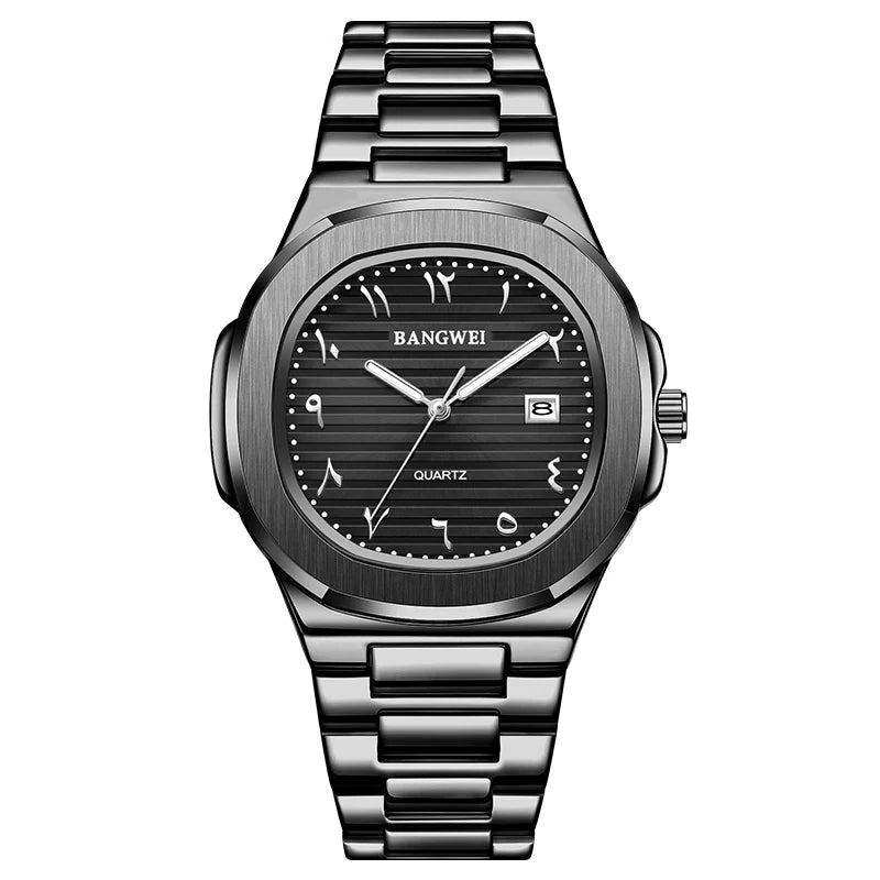 LIGE BW8821 Wholesale Black Arabic Dial Waterproof Men Wristwatch Stainless Steel Calendar Quartz Luminous Watch for Man Relojes