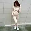 Hot Sale Fashion Women 2 Piece Set Hooded Tops + Pants Solid Winter Fleece Tracksuit Sweatshirt Sweater Hoodies Suits