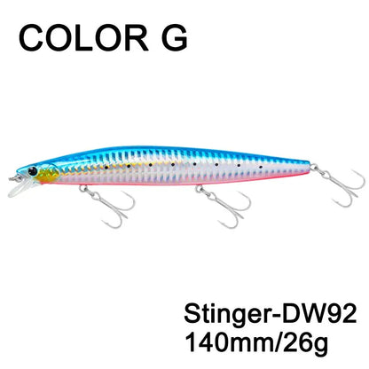 Sinking Minnow Fishing Baits140mm Saltwater Lures Pike Big Game Sea Fishing Tackle Stinger Hard Wobbler