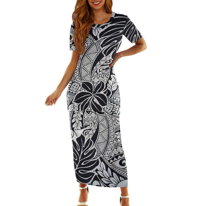 Samoa Tapa Puletasi PTaha Puletaha Samoan Dress & Maxi Skirt Set for Women Sweet Style 2Pcs Tops