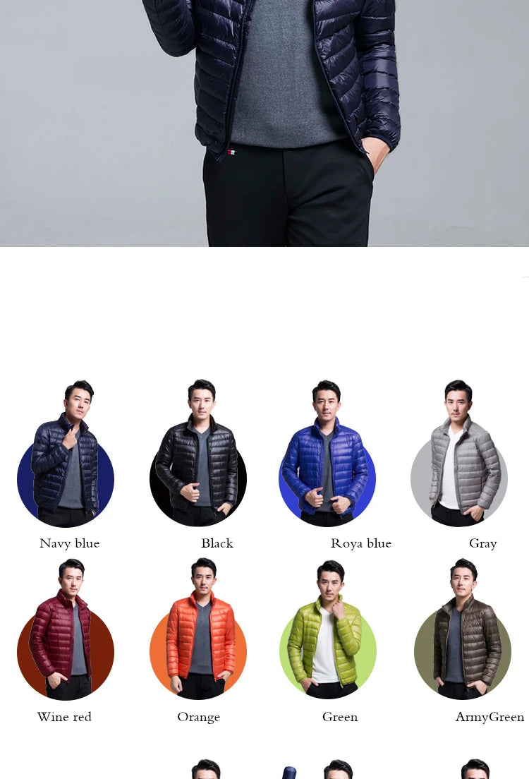Plus Size Men Puffer Jacket Spring Winter Ultra Lightweight Packable Down Jacket Water Wind-Resistant Breathable Coat