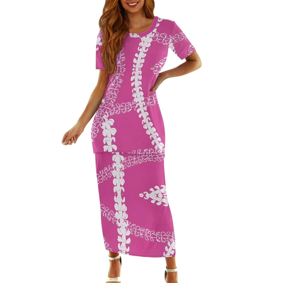 Samoa Tapa Puletasi PTaha Puletaha Samoan Dress & Maxi Skirt Set for Women Sweet Style 2Pcs Tops