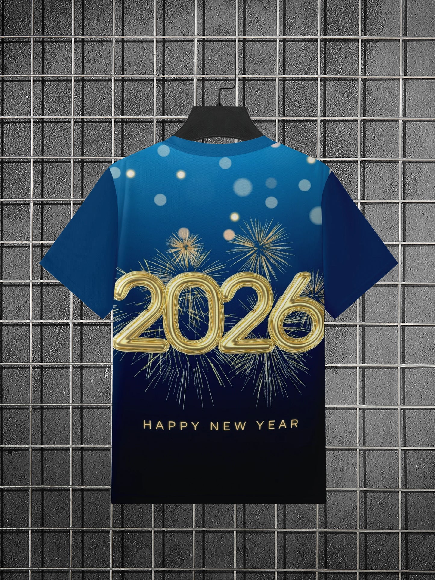 2026 New Year Men's 3d Digital Printed Casual Short Sleeve Jersey Knitted T-shirt 100% Polyester Anti-pilling Regular  Fit Front
