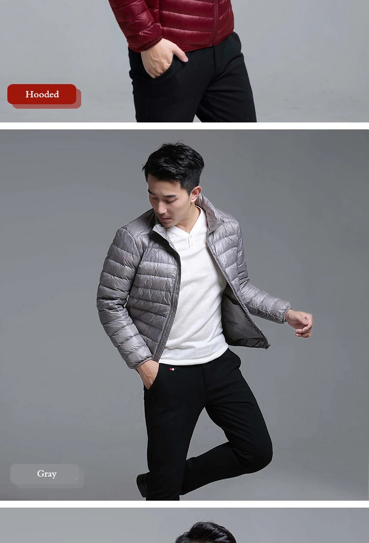 Plus Size Men Puffer Jacket Spring Winter Ultra Lightweight Packable Down Jacket Water Wind-Resistant Breathable Coat