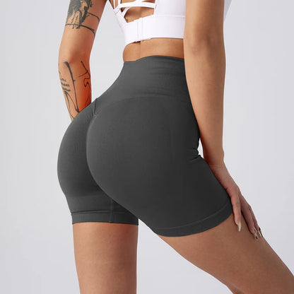 Women's High-Waisted Athletic Leggings Yoga Biker Shorts Scrunch Butt Elastic Waist Closure Solid Pattern Workout Gym Shorts