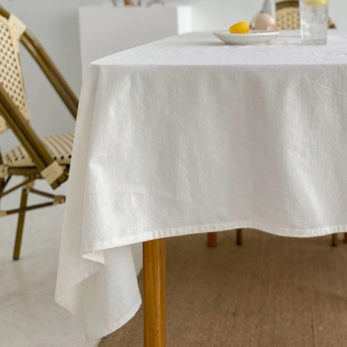 Cotton Hemstitch White Tablecloth Table Decor Custom Rectangle Square Round Dining Table Cover for Hotel Home for Wedding Party