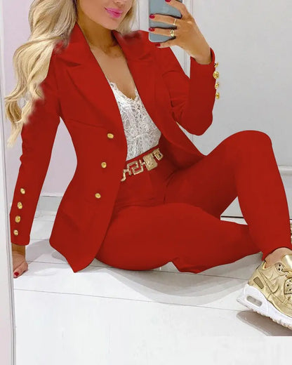 Blazers Ladies Women Blazers Formal.
C8025 Wholesale Customized Office Long Sleeve Blazers Ladies Women Blazers Formal Two Piece Pants Set Women