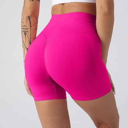 Women's High-Waisted Athletic Leggings Yoga Biker Shorts Scrunch Butt Elastic Waist Closure Solid Pattern Workout Gym Shorts