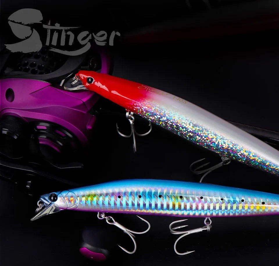 Sinking Minnow Fishing Baits140mm Saltwater Lures Pike Big Game Sea Fishing Tackle Stinger Hard Wobbler
