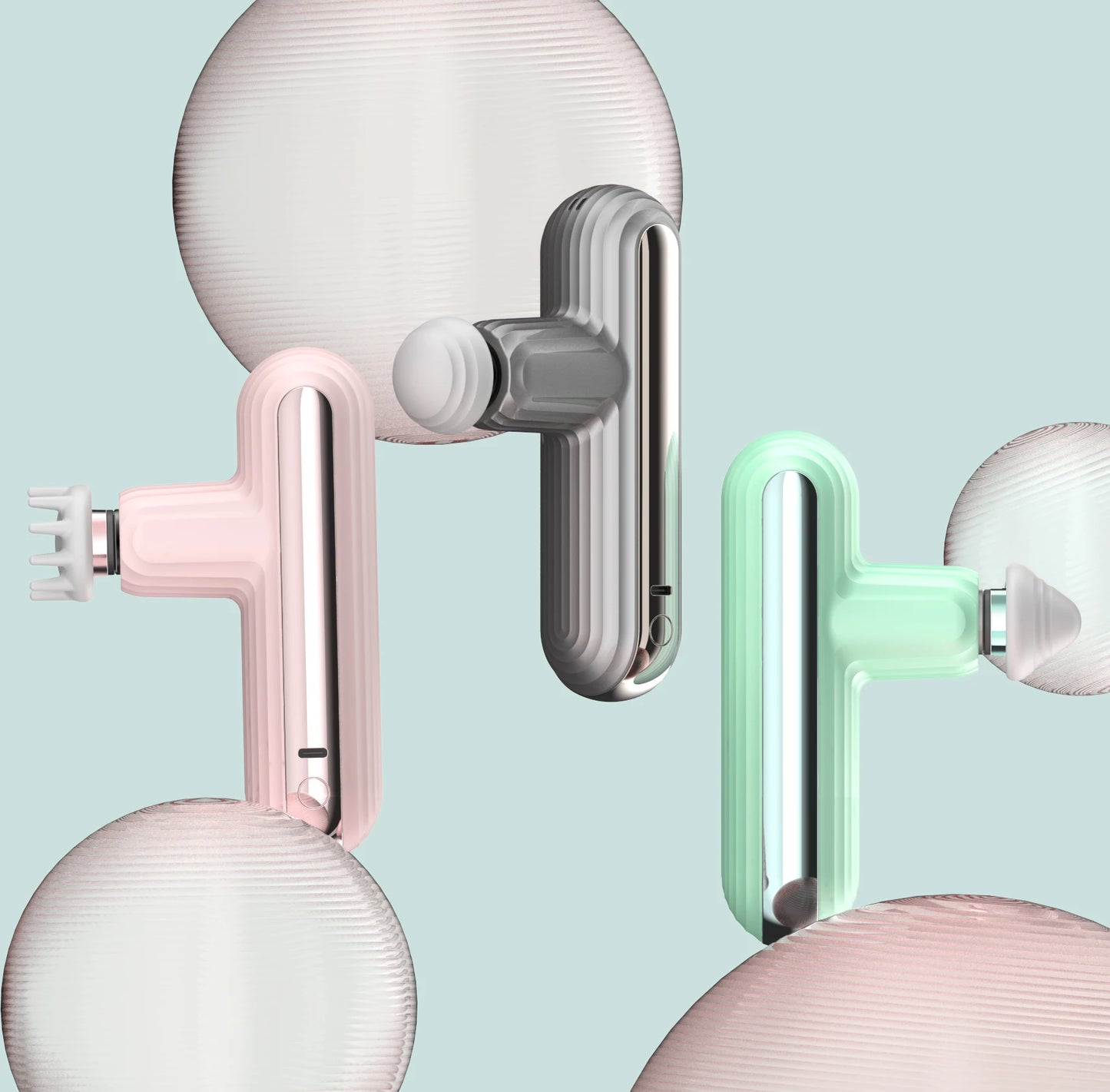 Mini Brushless Motor Massage Gun Light Pocket Grey Green Pink Silicone 4 Head for Head & Neck Hot Item