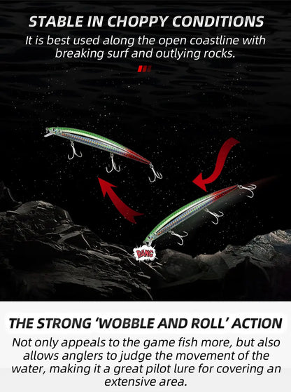 Sinking Minnow Longcast Jerkbait Fishing Lure 145mm 22G Off Shore Saltwater Sea Bass Artificial Bait Tackle