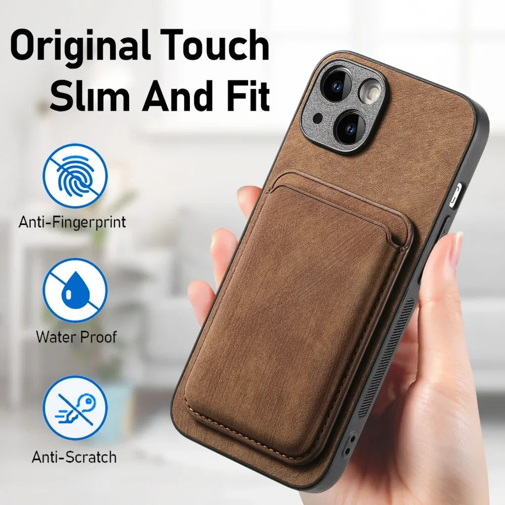 Vintage Leather Case with Detachable Magnetic Wallet Card Holder For iPhone 17 Air 16e 16 Pro Max 15 14 Plus 13 12 11