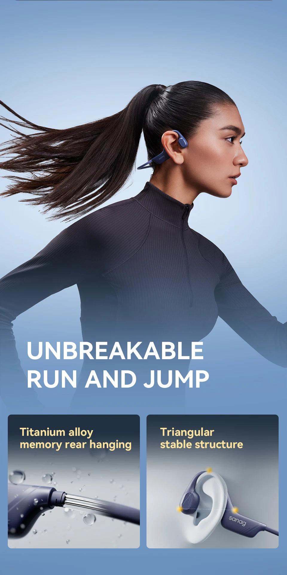 Sanag B21S Bone Conduction Wireless Earphones Bluetooth 5.4 HiFi Bass Headphones IPX5 Waterproof Running Sports Earbuds