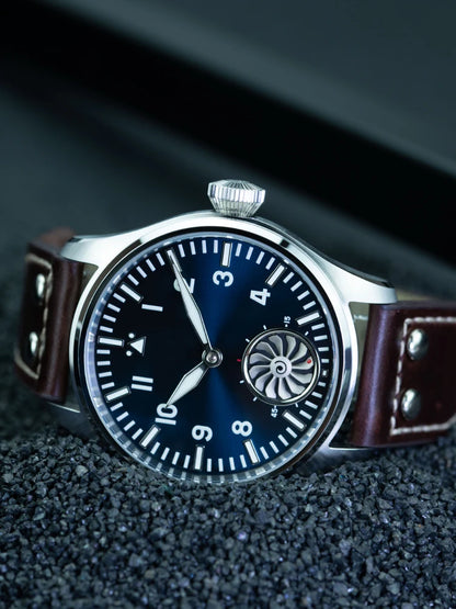 Hruodland F016 Pilot Watch Seagull Movement Mechanical BGW-9 Luminous Sapphire Crystal F016 Turbine 43mm Men Retro Pilot Watch