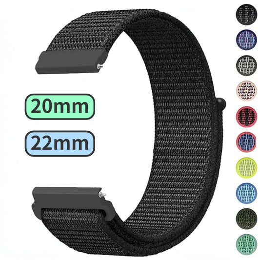 Nylon Loop Strap for Samsung Galaxy Watch 3/4/5/6/Gear S3 Wristband for Huawei Watch 4/GT-2-3-Pro/Amazfit GTR/GTS Belt