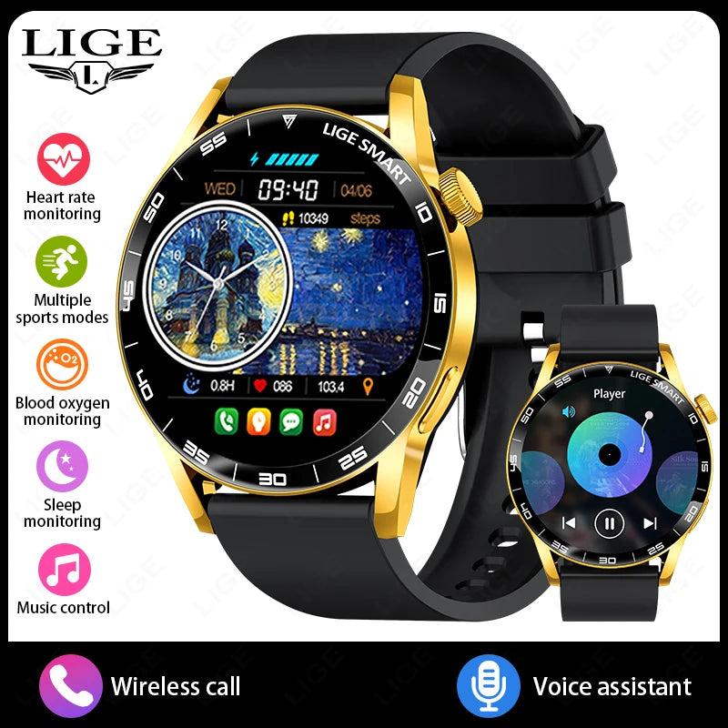 LIGE 2025 New Smartwatch Men For Android iOS Phone 1.38" HD Bluetooth Call Heart Rate Monitor Waterproof Sport Smart Watch Women