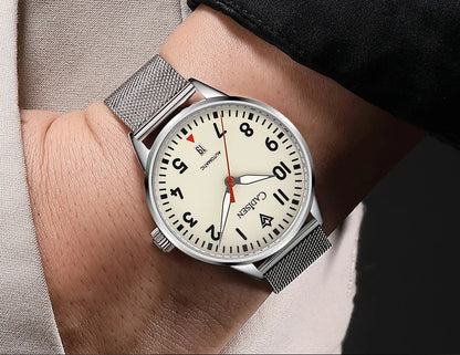 CADISEN Automatic Watch Men Luminous Stainless Steel Self-Wind Wristwatch NH35A Sapphire Waterproof Mesh Belt Mechanical Watch