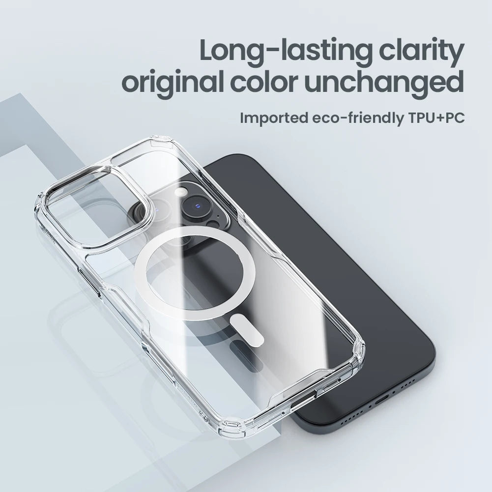 NILLKIN for IPhone 17 Pro Max 16 Pro Max 17 Air 15 Pro 14 Pro Max 14 Pro MagSafe Magnetic Transparent Soft Silicone Phone Case