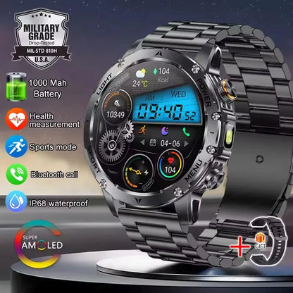 T-REX3 1000mAh Big Battery Smart Watch HD Bluetooth Call 1.7inch Large Sceen LED Flashlight Sports Waterproof Smartwatch Men