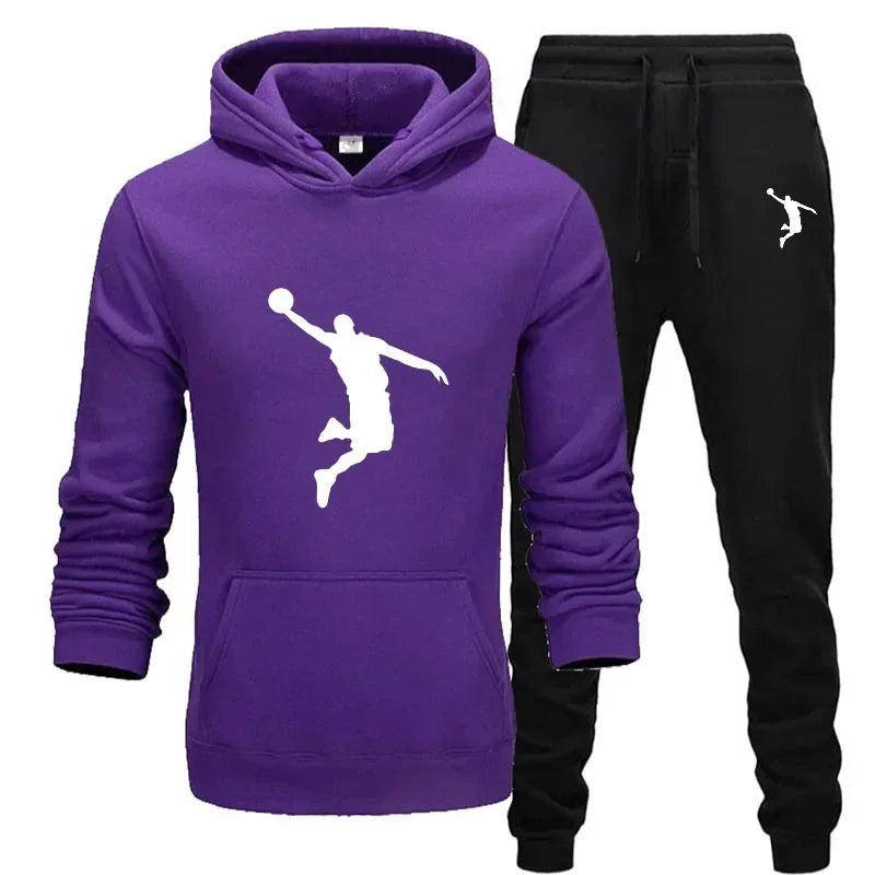 A new 2-piece set for men's casual sports hooded pullovers and sweatpants for outdoor jogging in Europe and America in 2025