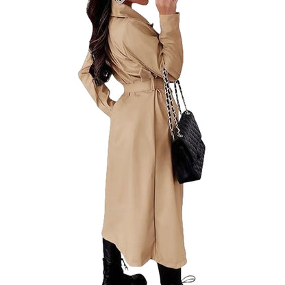 Women's Wool Blends Coats Double Breasted Thin Women's Trench Coat Casual Winbreaker With Belt Trench for Ladies
