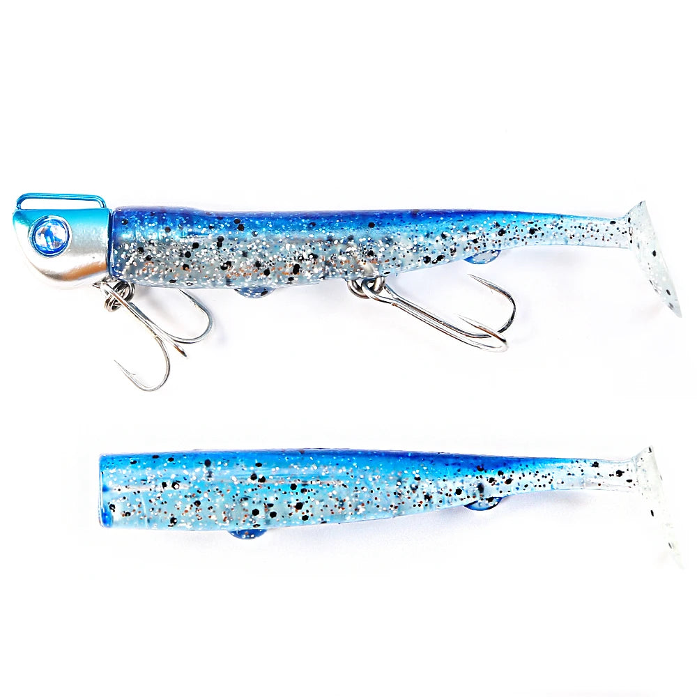 Soft Fishing Lure Tail Jig Head Hook Minnow Artificial Bait Sea Bass Swimbait Tackle Gear