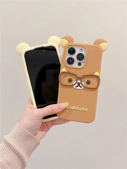 New Glasses Rilakkuma For iPhone 17 16 15 14 13 12 11 Pro Max Plus 6 7 8 Plus Silicone Soft Cover Case