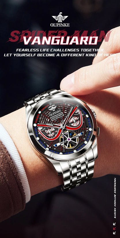 OUPINKE 3250 Original Men's Watch Deep Waterproof 3D Skeleton Stainless steel Automatic Mechanical Wristwatch Men Official Watch
