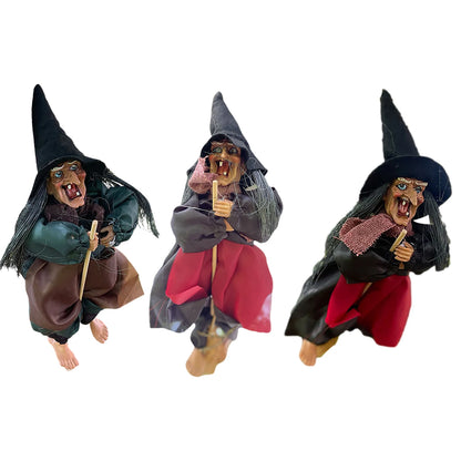 Halloween Horror Witch Hanging Doll With Glowing Eyes And Spooky Sounds Halloween Decorations For Home Garden Holiday Gift