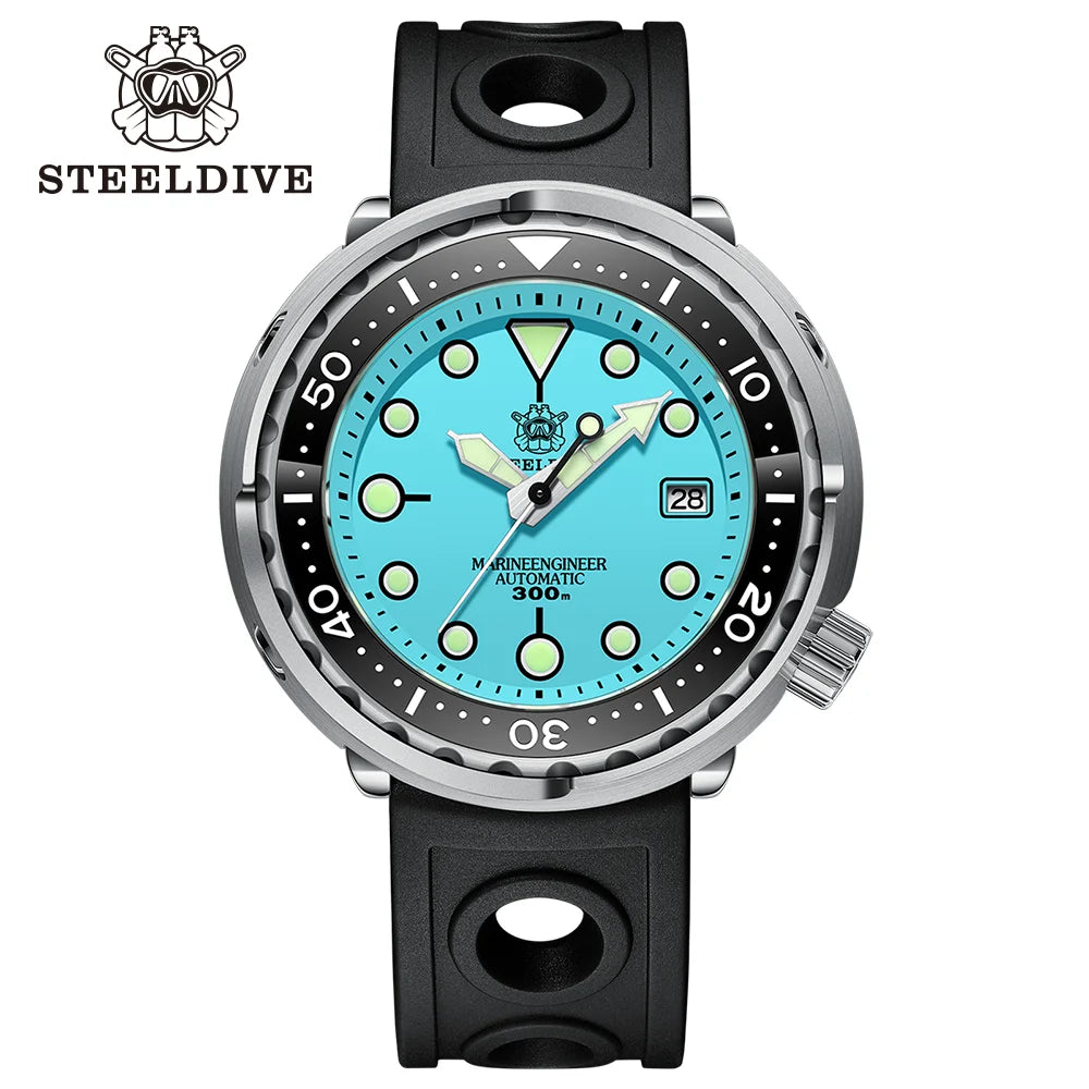 STEELDIVE SD1975 Mens Automatic Watches Men Dive Watch 300m Waterproof Mechanical Wristwatch C3 Luminous Clock Sapphire Mirror